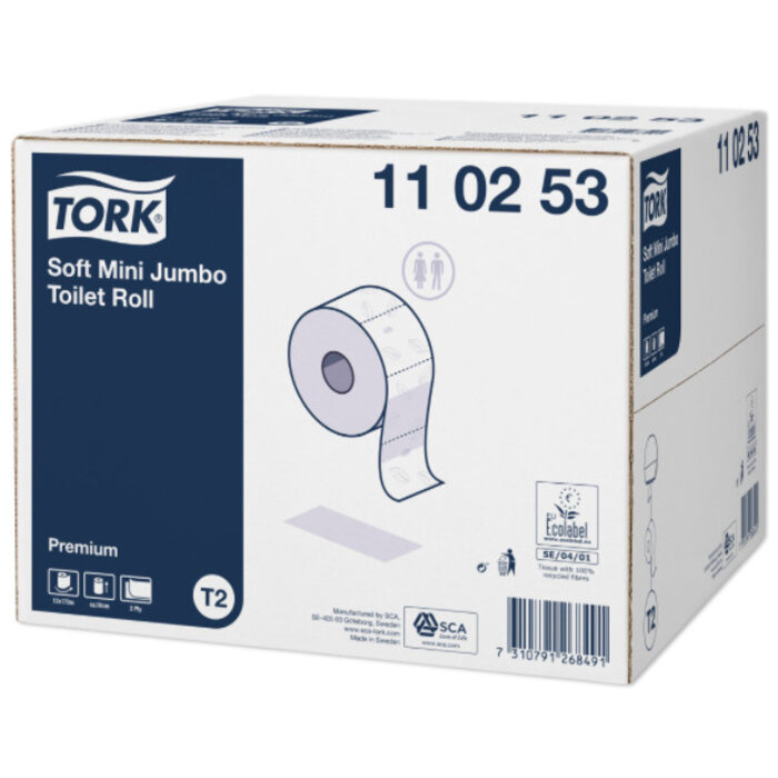 Tork Tork Zacht Mini Jumbo Toiletpapier 2-laags Wit T2 Premium