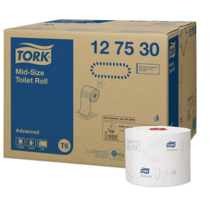 Tork Tork Mid-size Toiletpapier 2-laags Wit T6 Advanced