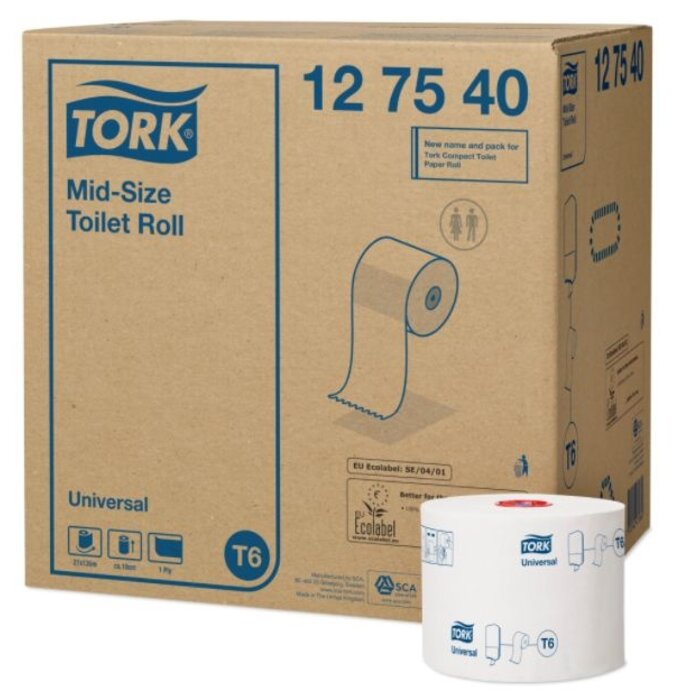 Tork Tork Mid-size Toiletpapier 1-laags Wit T6 Universal