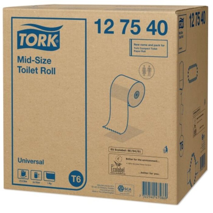 Tork Tork Mid-size Toiletpapier 1-laags Wit T6 Universal