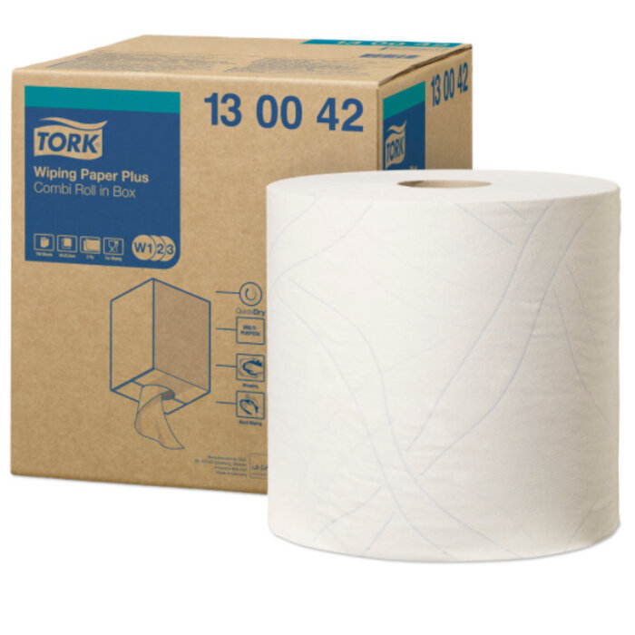 Tork Tork Wiping Plus Combi Rol Poetspapier 2-laags W1/W2/W3