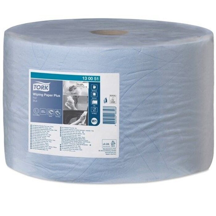 Tork Tork Wiping Plus Rol Poetspapier 2-laags Blauw W1