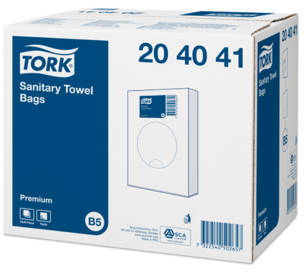 Tork 48x 25 Tork Hygiënezakjes Wit Plastic B5