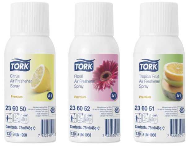 Tork 12x Tork Luchtverfrisser Spray 3 Parfums A1 Premium