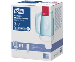 Tork Tork Starterpack Draagbare Mini Centerfeed Poetspapier Dispenser Kunststof Wit/Turquoise M1