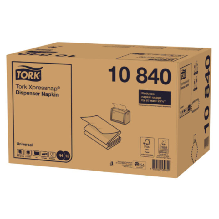 Tork Tork Xpressnap® dispenserservet 21,6x33cm 1-laags 1/4-vouw wit 5x225x8