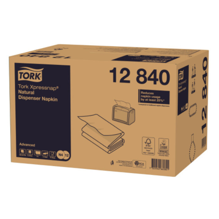 Tork Tork Xpressnap® dispenserservet 21,6x33cm 1-laags 1/4-vouw Natural 5x225x8