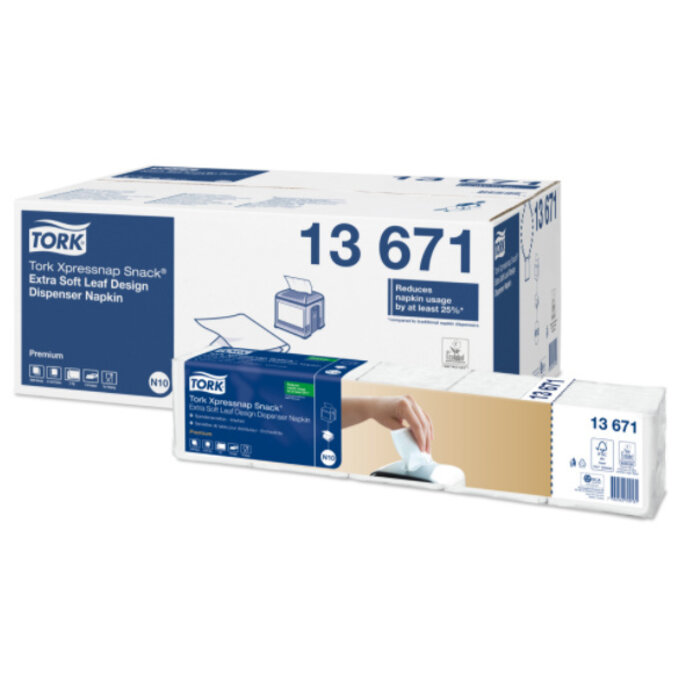 Tork Tork Xpressnap Snack® dispenserservet 21,6x21,6cm 2-laags 1/4-vouw Leaf Design wit 5x100x8