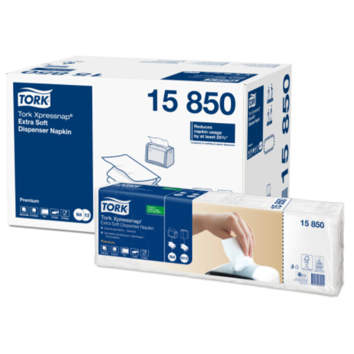 Tork Tork Xpressnap® dispenserservet 21,6x16,5cm 2-laags 1/2-vouw wit 5x200x8