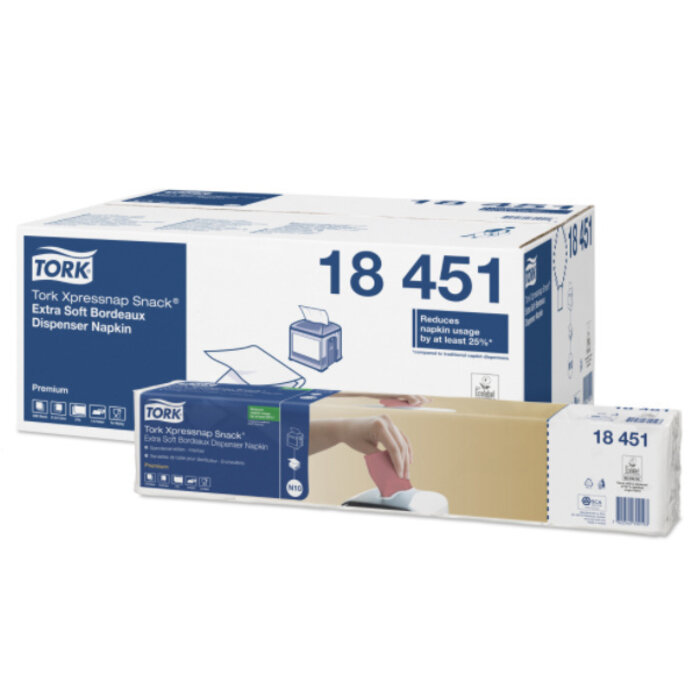 Tork Tork Xpressnap Snack® dispenserservet 21,6x21,6cm 2-laags 1/4-vouw Bordeaux 5x100x8