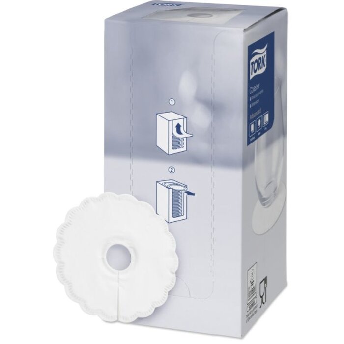 Tork Tork onderzetter 8-laags Ø9cm wit met inkeping 12x250