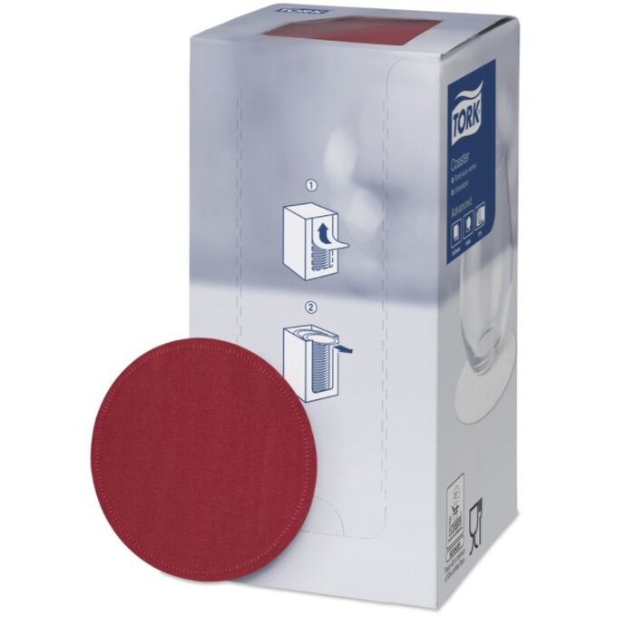 Tork Tork onderzetter 8-laags Ø9cm burgundy 12x250