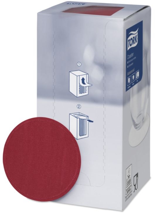 Tork Tork onderzetter 8-laags Ø9cm burgundy 12x250