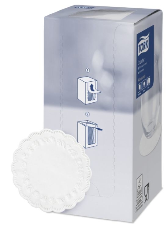 Tork Tork onderzetter 8-laags Ø9cm Floria wit 12x250