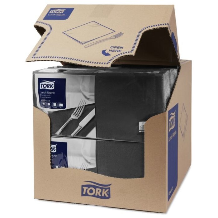 Tork Tork tissue servet 33x33cm 2-laags 1/4-vouw zwart 10x200