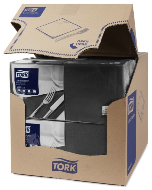 Tork Tork tissue servet 33x33cm 2-laags 1/4-vouw zwart 10x200