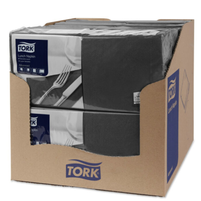 Tork Tork tissue servet 33x33cm 2-laags 1/4-vouw zwart 10x200