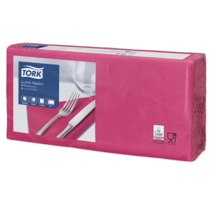 Tork Tork tissue servet 33x33cm 2-laags 1/4-vouw fuchsia 10x200