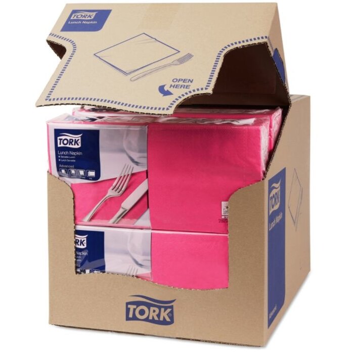 Tork Tork tissue servet 33x33cm 2-laags 1/4-vouw fuchsia 10x200