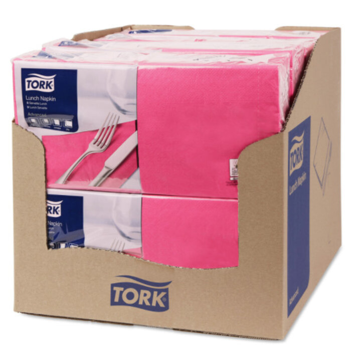 Tork Tork tissue servet 33x33cm 2-laags 1/4-vouw fuchsia 10x200