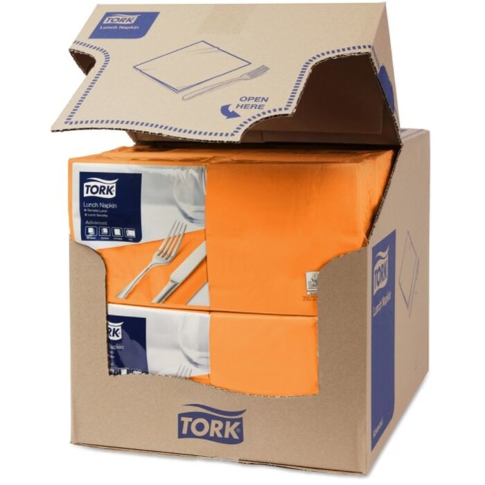 Tork Tork tissue servet 33x33cm 2-laags 1/4-vouw orange 10x200