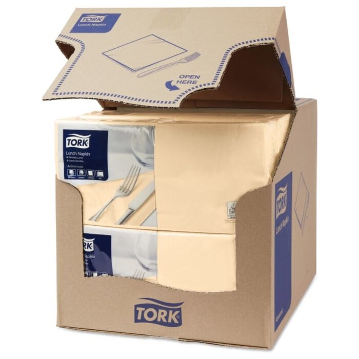 Tork Tork tissue servet 33x33cm 2-laags 1/4-vouw cream 10x200