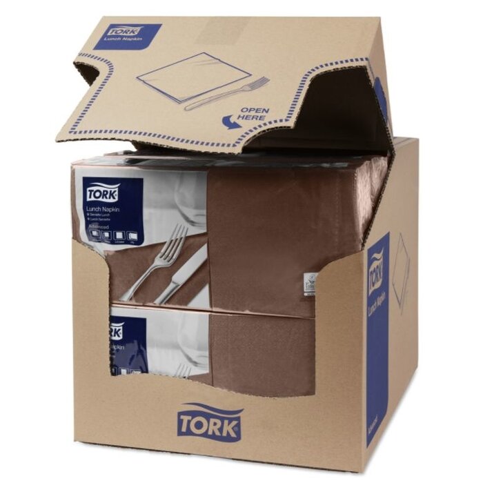 Tork Tork tissue servet 33x33cm 2-laags 1/4-vouw cocoa 10x200