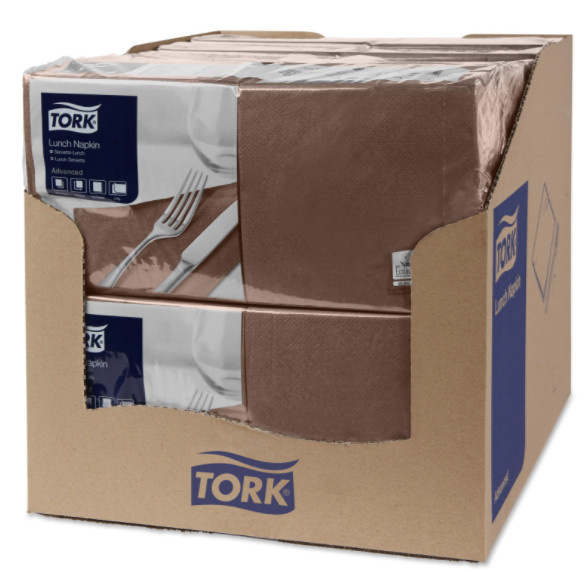 Tork Tork tissue servet 33x33cm 2-laags 1/4-vouw cocoa 10x200