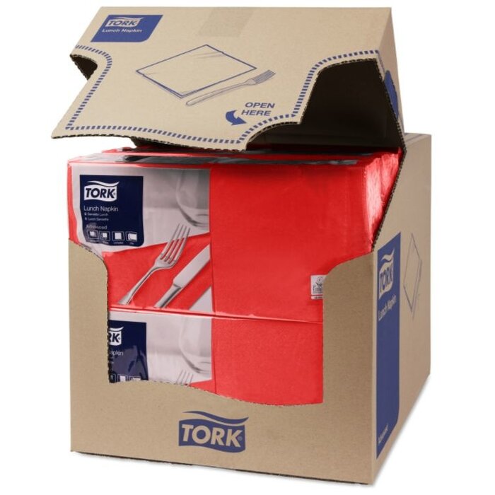 Tork Tork tissue servet 33x33cm 2-laags 1/4-vouw rood 10x200