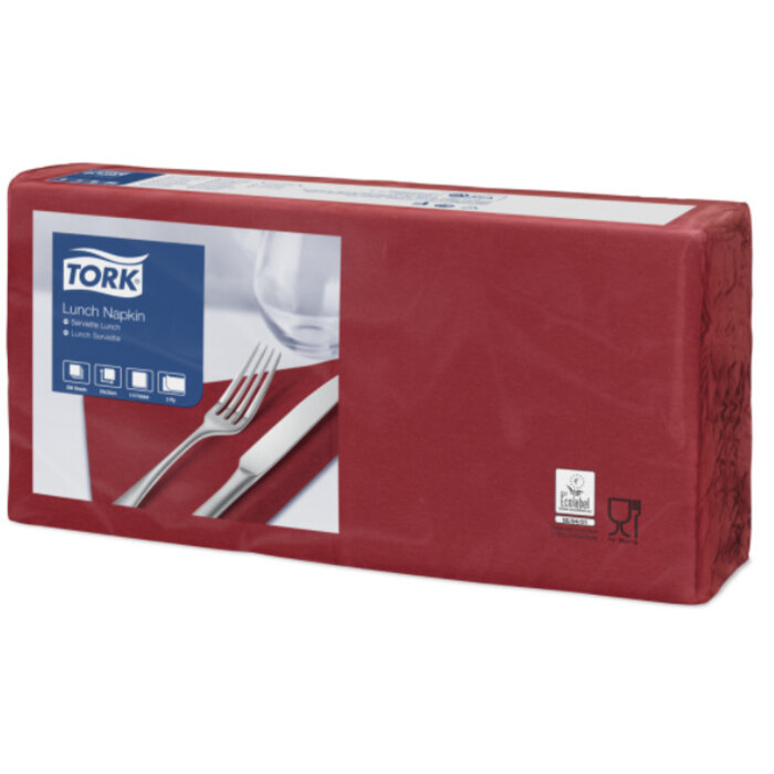 Tork Tork tissue servet 33x33cm 2-laags 1/4-vouw burgundy 10x200