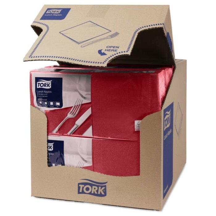 Tork Tork tissue servet 33x33cm 2-laags 1/4-vouw burgundy 10x200