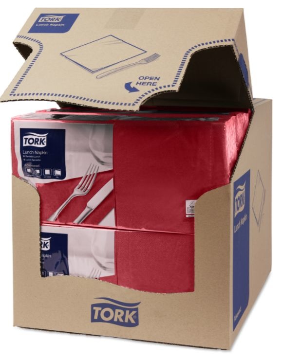 Tork Tork tissue servet 33x33cm 2-laags 1/4-vouw burgundy 10x200