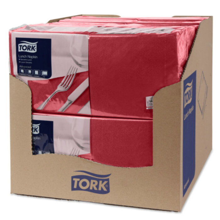 Tork Tork tissue servet 33x33cm 2-laags 1/4-vouw burgundy 10x200