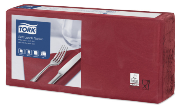Tork Tork tissue servet 33x33cm 3-laags 1/4-vouw burgundy 10x150