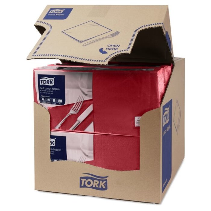 Tork Tork tissue servet 33x33cm 3-laags 1/4-vouw burgundy 10x150