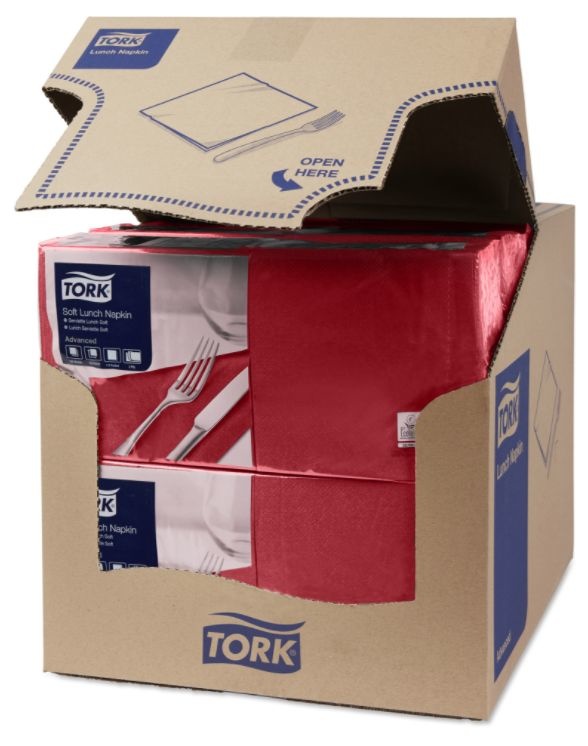 Tork Tork tissue servet 33x33cm 3-laags 1/4-vouw burgundy 10x150