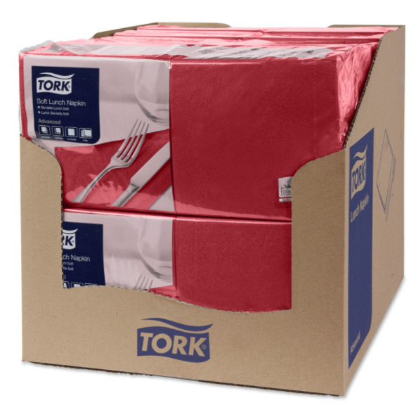 Tork Tork tissue servet 33x33cm 3-laags 1/4-vouw burgundy 10x150
