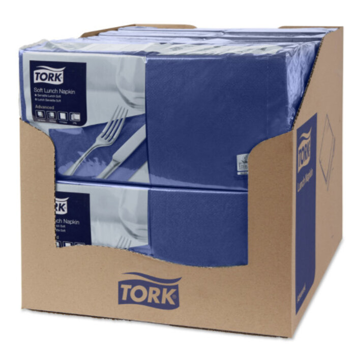 Tork Tork tissue servet 33x33cm 3-laags 1/4-vouw midnight blue 10x150
