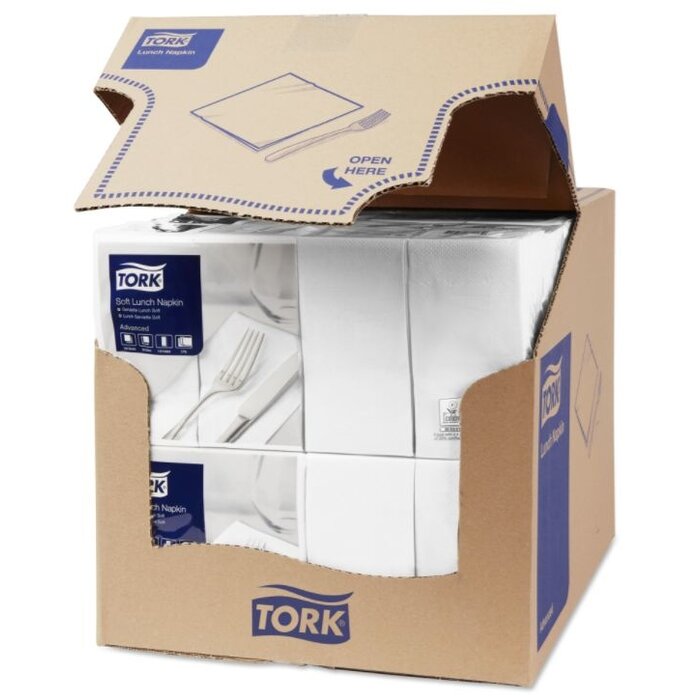 Tork Tork tissue servet 33x33cm 3-laags 1/8-vouw wit 10x150
