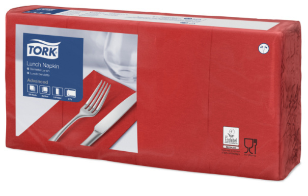 Tork Tork tissue servet 33x33cm 2-laags 1/8-vouw rood 10x200