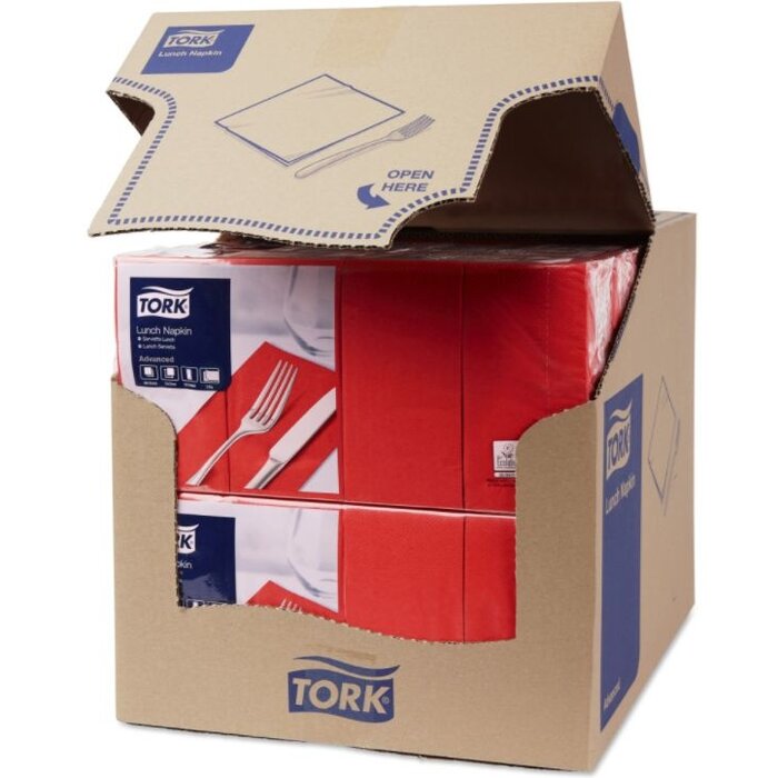Tork Tork tissue servet 33x33cm 2-laags 1/8-vouw rood 10x200