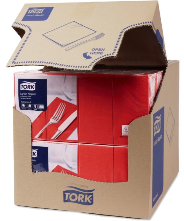 Tork Tork tissue servet 33x33cm 2-laags 1/8-vouw rood 10x200