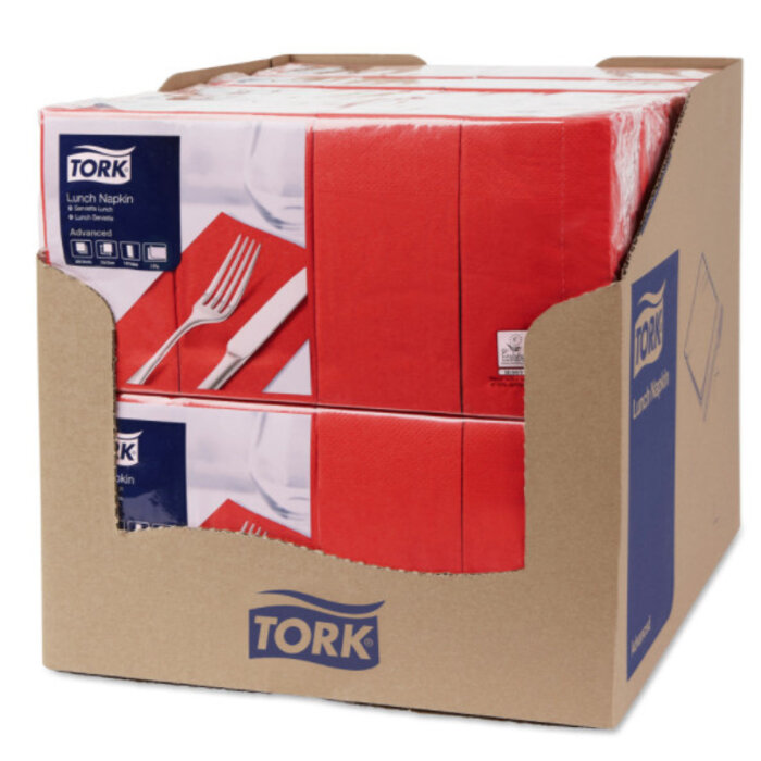 Tork Tork tissue servet 33x33cm 2-laags 1/8-vouw rood 10x200