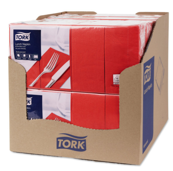 Tork Tork tissue servet 33x33cm 2-laags 1/8-vouw rood 10x200