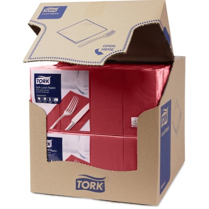 Tork Tork tissue servet 33x33cm 3-laags 1/8-vouw burgundy 10x150