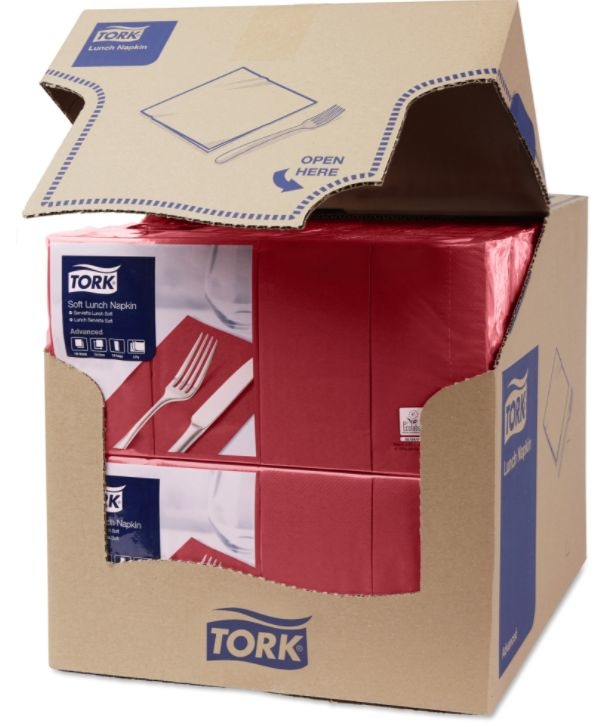 Tork Tork tissue servet 33x33cm 3-laags 1/8-vouw burgundy 10x150