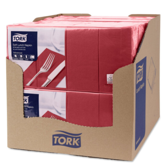 Tork Tork tissue servet 33x33cm 3-laags 1/8-vouw burgundy 10x150