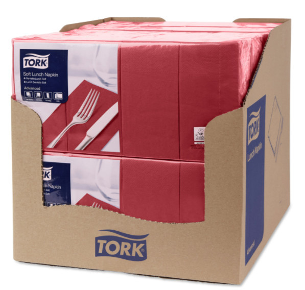 Tork Tork tissue servet 33x33cm 3-laags 1/8-vouw burgundy 10x150