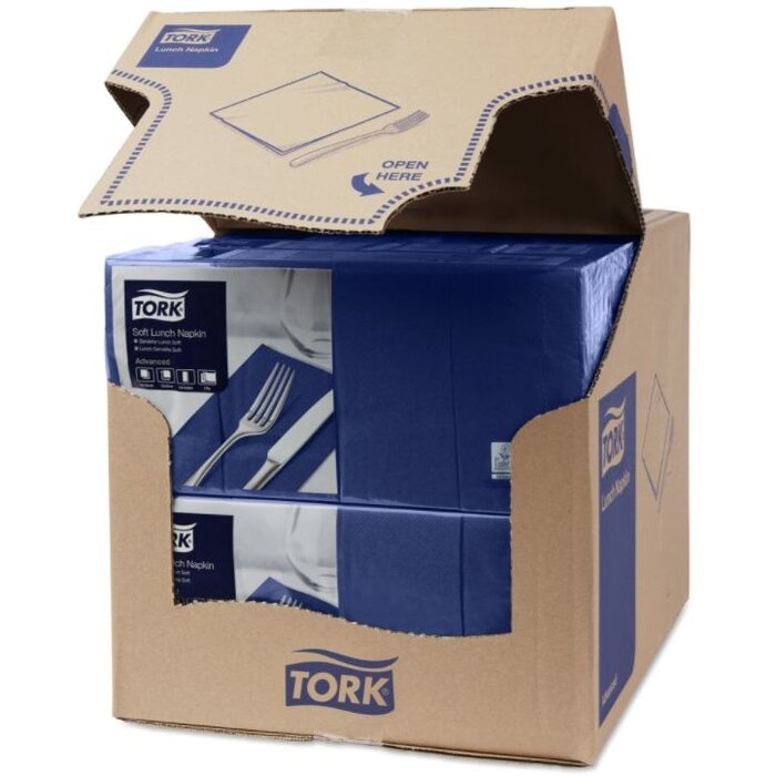 Tork Tork tissue servet 33x33cm 3-laags 1/8-vouw midnight blue 10x150