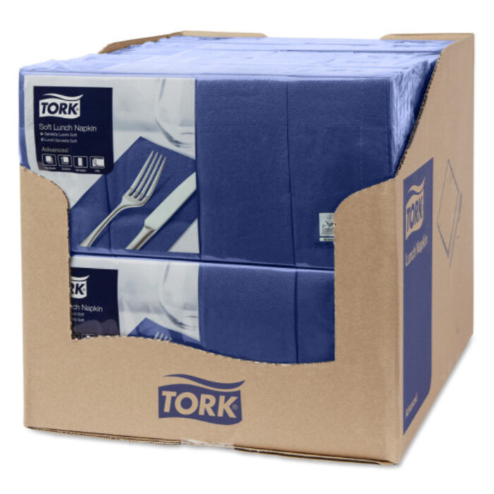 Tork Tork tissue servet 33x33cm 3-laags 1/8-vouw midnight blue 10x150